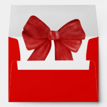 Watercolor Red Bow Christmas Holiday Stationery