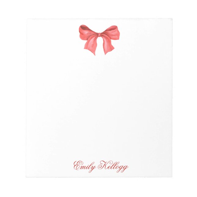 Watercolor Red Bow Notepad (Front)
