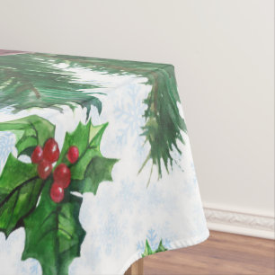 watercolor Red Cardinal Bird Tablecloth