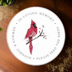 Watercolor Red Cardinal Funeral Memorial Classic Round Sticker