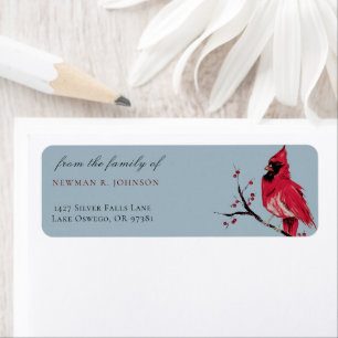 Watercolor Red Cardinal Funeral Return Address