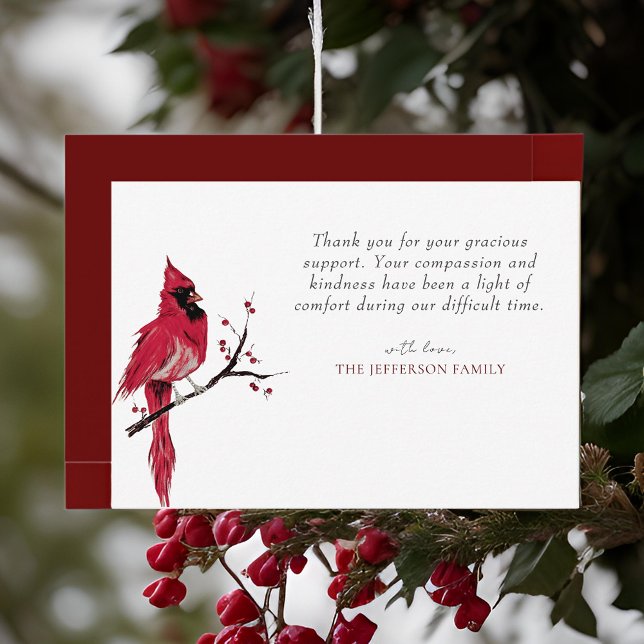 Watercolor Red Cardinal Funeral Thank You (Creator Uploaded)
