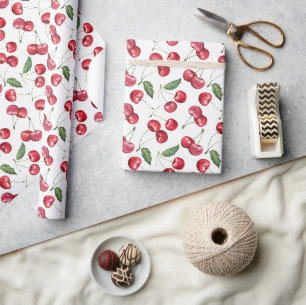 Watercolor Red Cherry Fruit Wrapping Paper