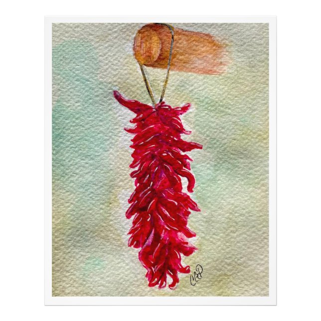 Watercolor Red Chile Ristra New Mexico Photo Print (Front)