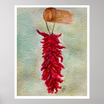 Watercolor Red Chile Ristra New Mexico