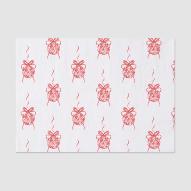 Watercolor Red Chinoiserie Ornaments Christmas Tissue Paper (Front)