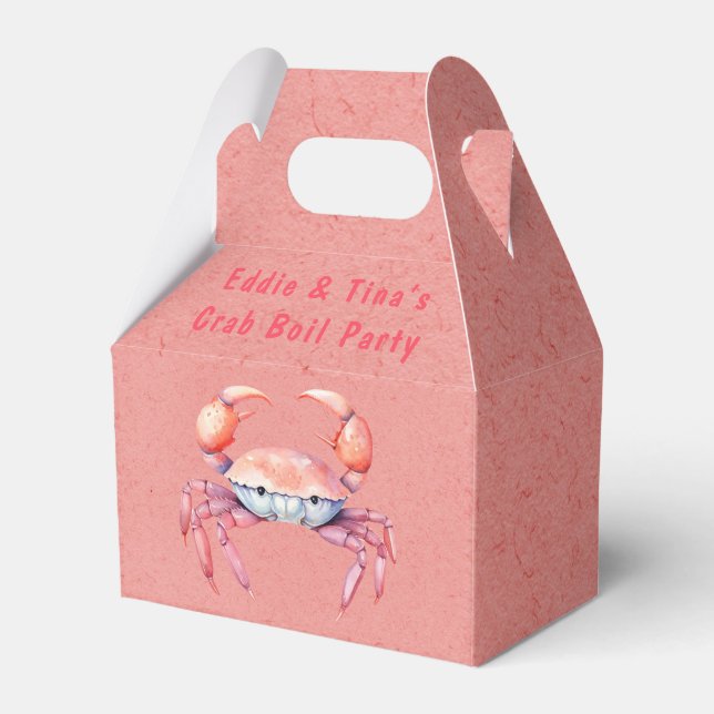 Watercolor Red Crab Boil Party Favour Box (Front Side)