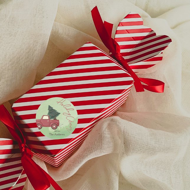 Watercolor Red Farm Truck Christmas Tree Sticker (Creator Uploaded)