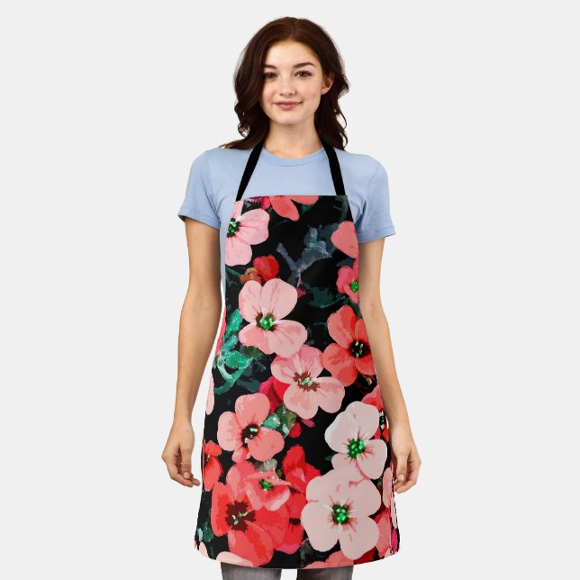 Watercolor Red Flower Apron (Worn)