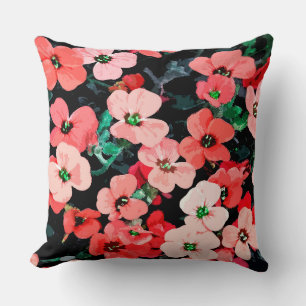 Watercolor Red Flower Cushion