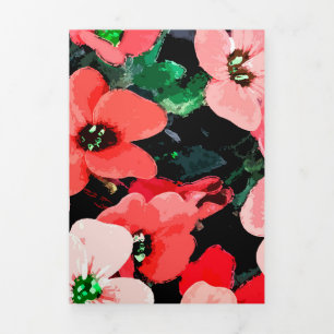 Watercolor Red Flower Tri-Fold Holiday Card