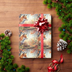 Watercolor Red Fox Fall Autumn Colour Nature  Wrapping Paper