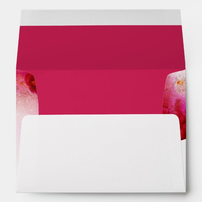 Watercolor Red Garnet Gold Geode JustCards™ Envelope (Back (Bottom))