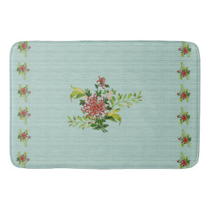 Watercolor Red Gerbera Daisy with Greenery Bath Ma Mat