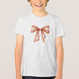 Watercolor Red Gingham Bow Illustration Tri-Blend Shirt