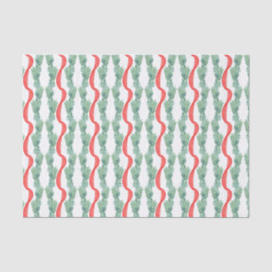 Watercolor Red & Green Christmas Garland Tissue Paper