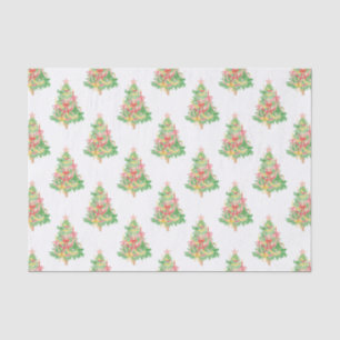 Watercolor Red & Green Coquette Christmas Tree Tissue Paper