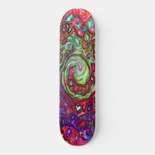 Watercolor Red Groovy Abstract Retro Liquid Swirl Skateboard