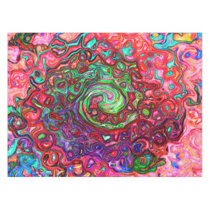 Watercolor Red Groovy Abstract Retro Liquid Swirl Tablecloth
