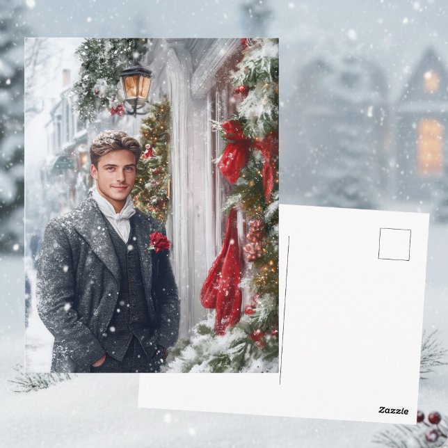 Watercolor Red Hallmark Victorian Winter Holiday Postcard (Creator Uploaded)