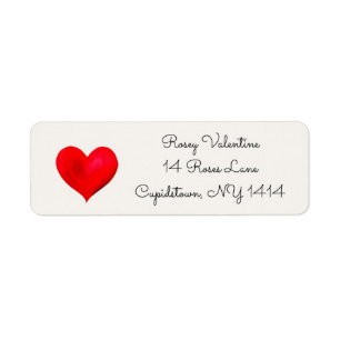 Watercolor Red Heart Return Address Label