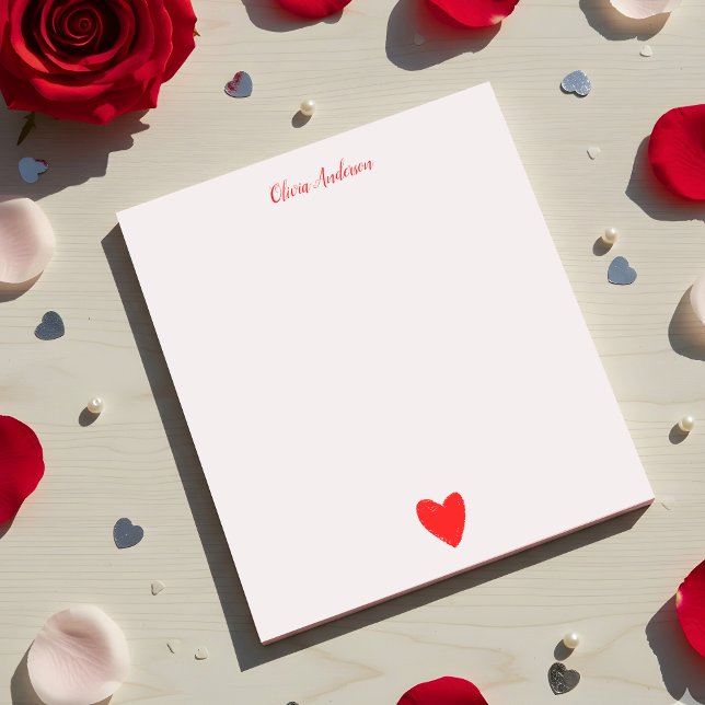 Watercolor Red Heart  Valentines Day Personalised  Notepad (Creator Uploaded)