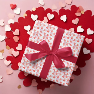 Watercolor Red Hearts Pattern Valentine's day Wrapping Paper