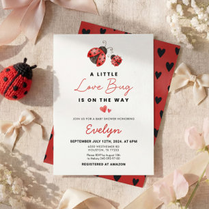 Watercolor Red Ladybug Baby Shower Invitation