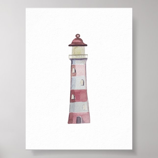 Watercolor red light house print (Front)