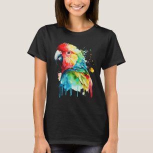 Watercolor Red Macaw Parrot Colorful Bird T-Shirt