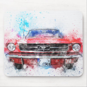 Watercolor Red Mustang Mouse Pad