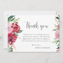 Watercolor Red Pink Blush Green Botanical