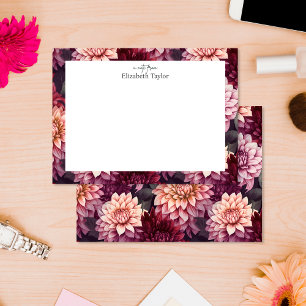 Watercolor Red Pink Dahlia Pattern Design Card