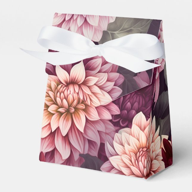 Watercolor Red Pink Dahlia Pattern Design Favour Box (Front Side)