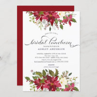 Watercolor Red Poinsettia Bridal Shower Luncheon