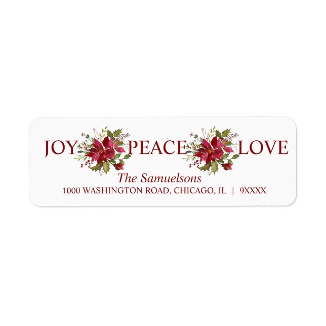 Watercolor Red Poinsettia Christmas JOY PEACE LOVE (Front)