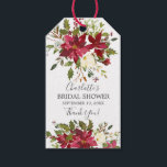 Watercolor Red Poinsettia Holly Bridal Shower Gift Tags<br><div class="desc">Stunning watercolor red poinsettia white flowers with holly & berry stems floral bouquet for the Christmas holiday season. Visit our shop to view our festive poinsettia holly collection.</div>