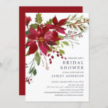 Watercolor Red Poinsettia Holly Bridal Shower Invitation<br><div class="desc">Stunning watercolor red poinsettia white flowers with holly & berry stems floral bouquet for the Christmas holiday season. Visit our shop to view our festive poinsettia holly collection.</div>
