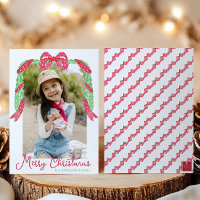 Watercolor Red Polka Dot Bow Swag Christmas Photo