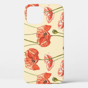 Watercolor Red Poppies Pattern. iPhone 12 Case