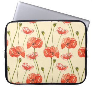Watercolor red poppies. Seamless patterns. Wild fl Laptop Sleeve