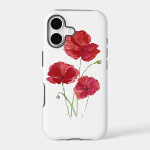 Watercolor Red Poppy Garden Flower Floral art