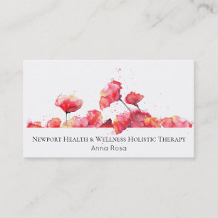 *~* Watercolor Red Poppy Modern Flower Floral Business Card
