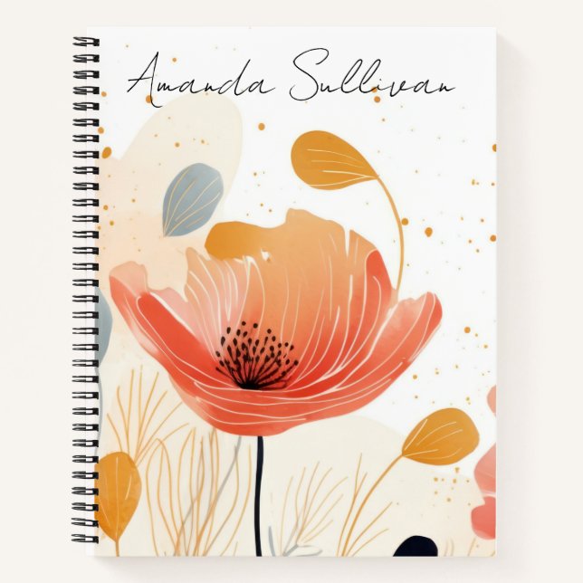 Watercolor red poppy painting notebook (Front)