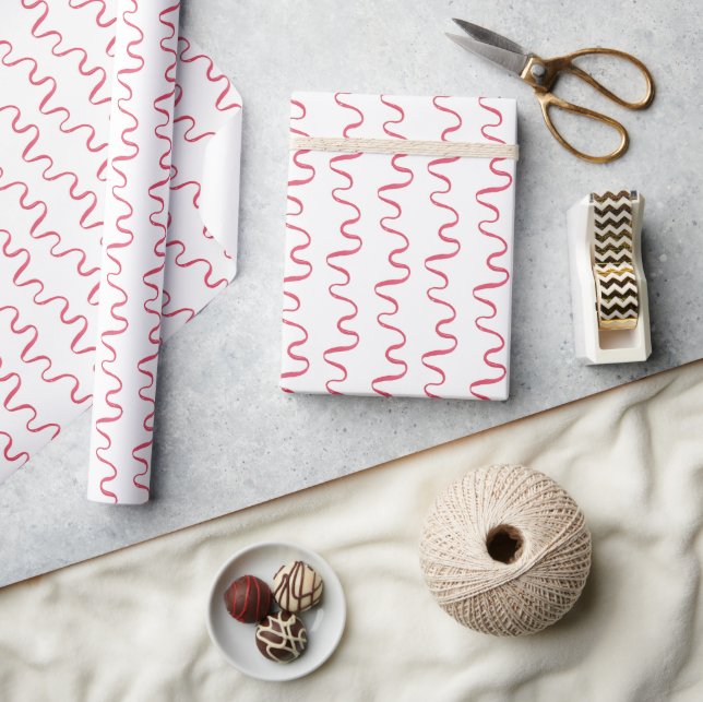 Watercolor Red Ribbons Wrapping Paper (Crafts)