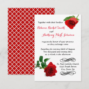 Watercolor Red Rose - 3x5 Wedding Invitation