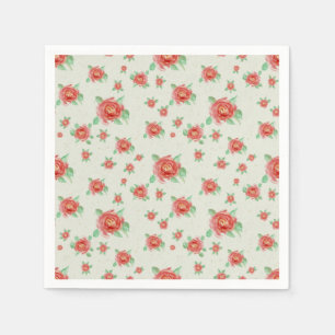 Watercolor Red Rose Paper Napkin