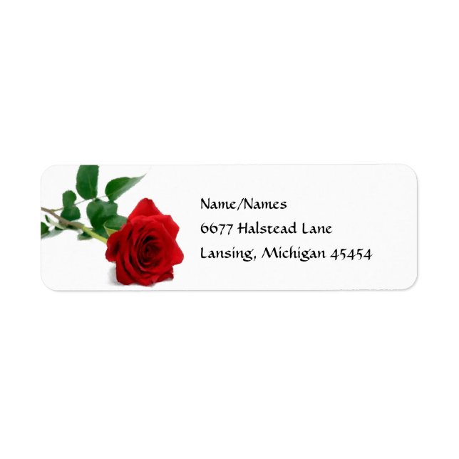 Watercolor Red Rose - Return Address Labels (Front)