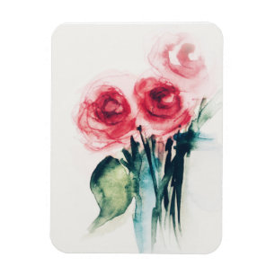 Watercolor Red Roses Magnet