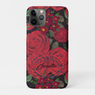 Watercolor red roses on black Case-Mate iPhone case